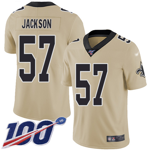Men New Orleans Saints Limited Gold Rickey Jackson Jersey NFL Football #57 100th Season Inverted Legend Jersey->new orleans saints->NFL Jersey